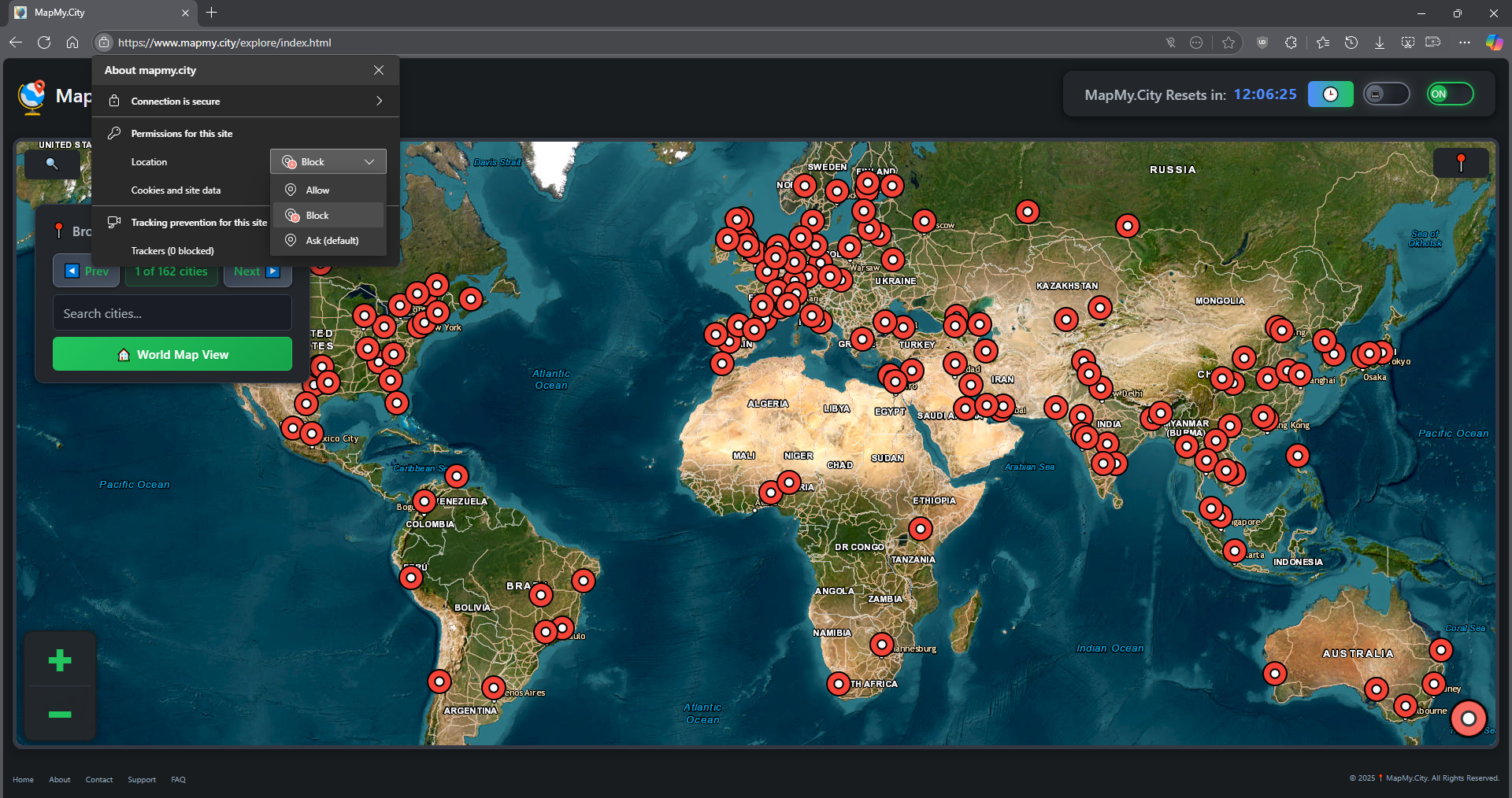 How to change browser location settings